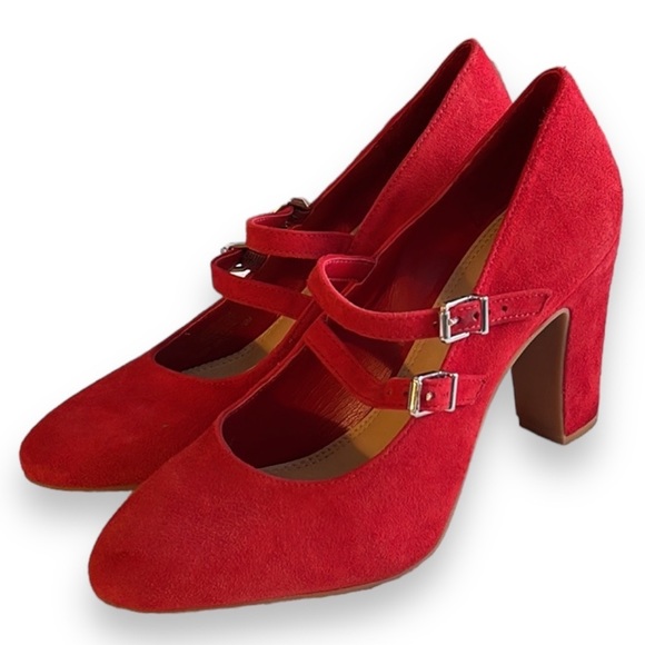 Gianni Bini Shoes - Gianni Bini Red Suede Leather Mary Jane Pumps Size 10M Excellent Condition!